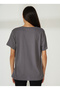 V-Neck Printed Anthracite Women's T-Shirt W-Mercan - 5