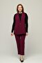Plus Size Crepe Skuba Vest Trousers Double Set-BORDO - 2