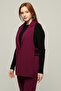 Plus Size Crepe Skuba Vest Trousers Double Set-BORDO