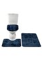 3-Piece Toilet Seat Set Bathroom Rug Mat Set 60X90 DARK BLUE - 2