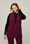 Plus Size Crepe Skuba Vest Trousers Double Set-BORDO - 6