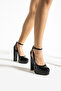 14 cm black patent leather 4 cm platform women's high heels - 2