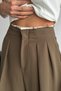 Women's Waist Detailed Double Leg Pleated Draped Fabric Trousers - 2