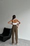 Women's Waist Detailed Double Leg Pleated Draped Fabric Trousers - 4