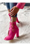 EMMA Fuchsia CALF SUEDE BUCKLE HEELED SUMMER BOOTS