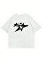 Unisex Star Spider Printed Crew Neck Oversize T-Shirt