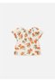 Baby Girl Printed Double Short Sleeve T-Shirt Set Beige 1008 - 3