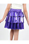 Girl's Elastic Waist Metallic Shiny Sparkly 3-Layer Ruffled Skirt - 4