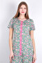 Floral Patterned Buttoned Long Women's Dress - 4