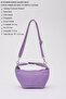 Lilac Shk94 Faux Leather Zipper Compartment Snap Strap Hand Arm and Shoulder Bag L:16 E:26 W:13 cm - 3