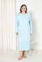 100% Cotton Combed Long Sleeve Plus Size Mother's Nightgown 052
