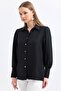 Women's Polka Dot Patterned Shoulder Gathered Balloon Sleeve Oversize Satin Shirt - 5
