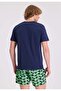 Navy Blue Crew Neck Organic Cotton Regular Fit Men's T-Shirt VITAL - 4