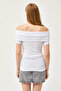 Women's White Madonna Collar Lycra Blouse BLZ-19002586 - 2
