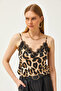 المرأة كبيرة ليوبارد حزام قابل للتعديل Ruched Flowy محبوك قميص بلوزة BLZ-19001732 - 3