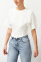 Beyaz Crop Örme T-Shirt TEDSS24TS00008 - 2