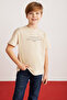 Rune Boy's 100% Cotton Short Sleeve Piece Printed Crew Neck Beige T-shirt - 3