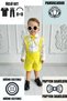 Yellow Short Salopet And White Shirt Set Boys Girls Holiday Special Daily Children's And Baby Clothing