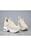24Y300-8 Wedge Heel Beige Women's Sneakers - 4
