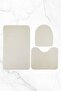 3-Piece Toilet Set Bathroom Rug Mat Set 60X90 Ecru