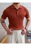 Men's Polo Collar Cotton Hair Braided Slim Fit Short Sleeve Thin Knitwear T-Shirt - 3