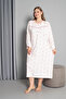 100% Cotton Seasonal Long Sleeve Combed Plus Size Mother's Nightgown 132 - 3
