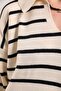 Women's Striped Polo Collar Knit Sweater - 7