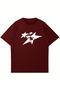 Unisex Star Spider Printed Crew Neck Oversize T-Shirt