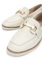 Women's Genuine Leather Beige Loafer Shoes - 3