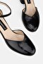 Women's Black Patent Leather Genuine Leather Number 35-41 Thick Heel Strap Shoes - 5