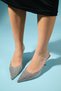 KNOW Silver Stoned Transparent Women's Heeled Evening Dress Shoes - 4