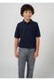 Boy's Polo Neck Knitwear T-Shirt Navy Blue 6109 - 3