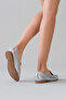 Genuine Leather Silver Women's Flats - 4