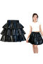 Girl's Elastic Waist Metallic Shiny Sparkly 3-Layer Ruffled Skirt