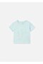 Baby Girl Embroidered Short Sleeve T-Shirt Turquoise 1009