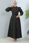 6801 Hijab Denim Dress Black