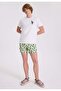 White Printed Crew Neck Organic Cotton Regular Fit Men's T-Shirt WMEMBROIDERY PARROT - 3
