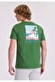 Green Front and Back Printed Crew Neck Organic Cotton Regular Fit Men's T-Shirt WMBACK SUNSET - 4