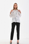 Women's Plus Size Printed Crepe Tie Collar Blouse B0047 - 6