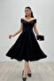 Boat Neck Midi Dress - Black - 3