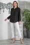 Organic Certified Cotton Black Shirt Collar Buttoned Long Sleeve Embroidered Woven Casual Shirt - 3