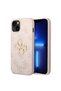 iPhone 15 Compatible Case Guess Licensed Pu Leather Text and 4g Metal Logo Pattern Cover Pink - 2