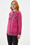 Richter Collar Colorful Patterned Knitwear Cardigan - Fuchsia - 4