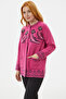 Richter Collar Colorful Patterned Knitwear Cardigan - Fuchsia - 3