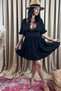 Women's Lace Detailed V-Neck Mini Dress