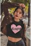 Heart Blackpink Printed Crop Top, Women's K-Pop Printed Crop Blouse - 3