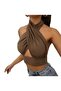 Halter Neck Backless Belly Bustier crop blouse - 2