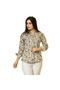 Khaki Beige Floral Women's Shirt - 2