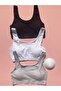 3-Piece Black-White-Grey Corded Cotton Half Tank with Pads (M=70-75,L=80-85,XL=90-95,2XL=100-105)