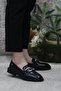 16213 Black Buckle Detailed Comfortable Loafer Women's Shoes